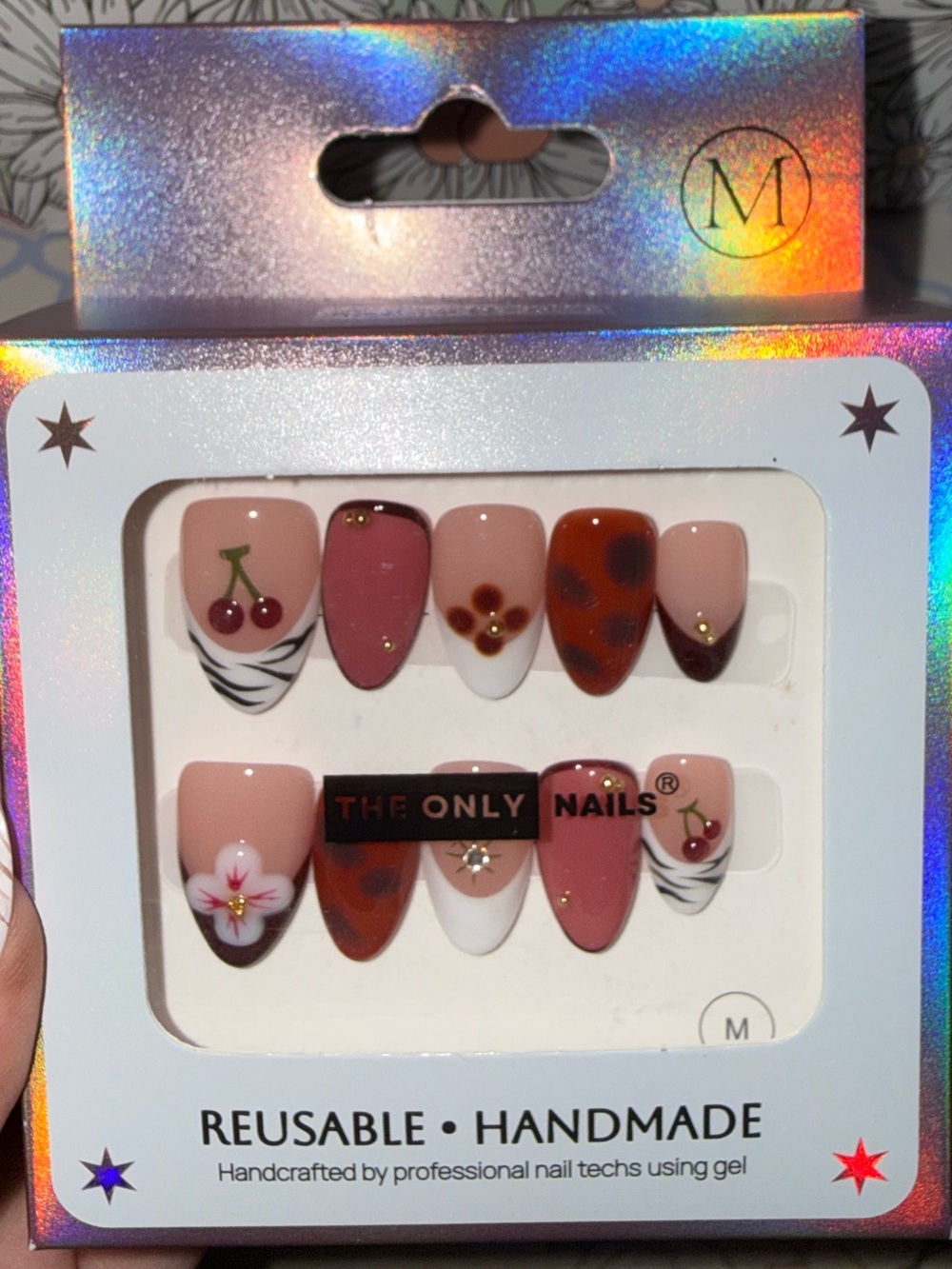 The Only Nails Reusable Cherry & Floral Press-On Nail Set - Picture 3 of 6
